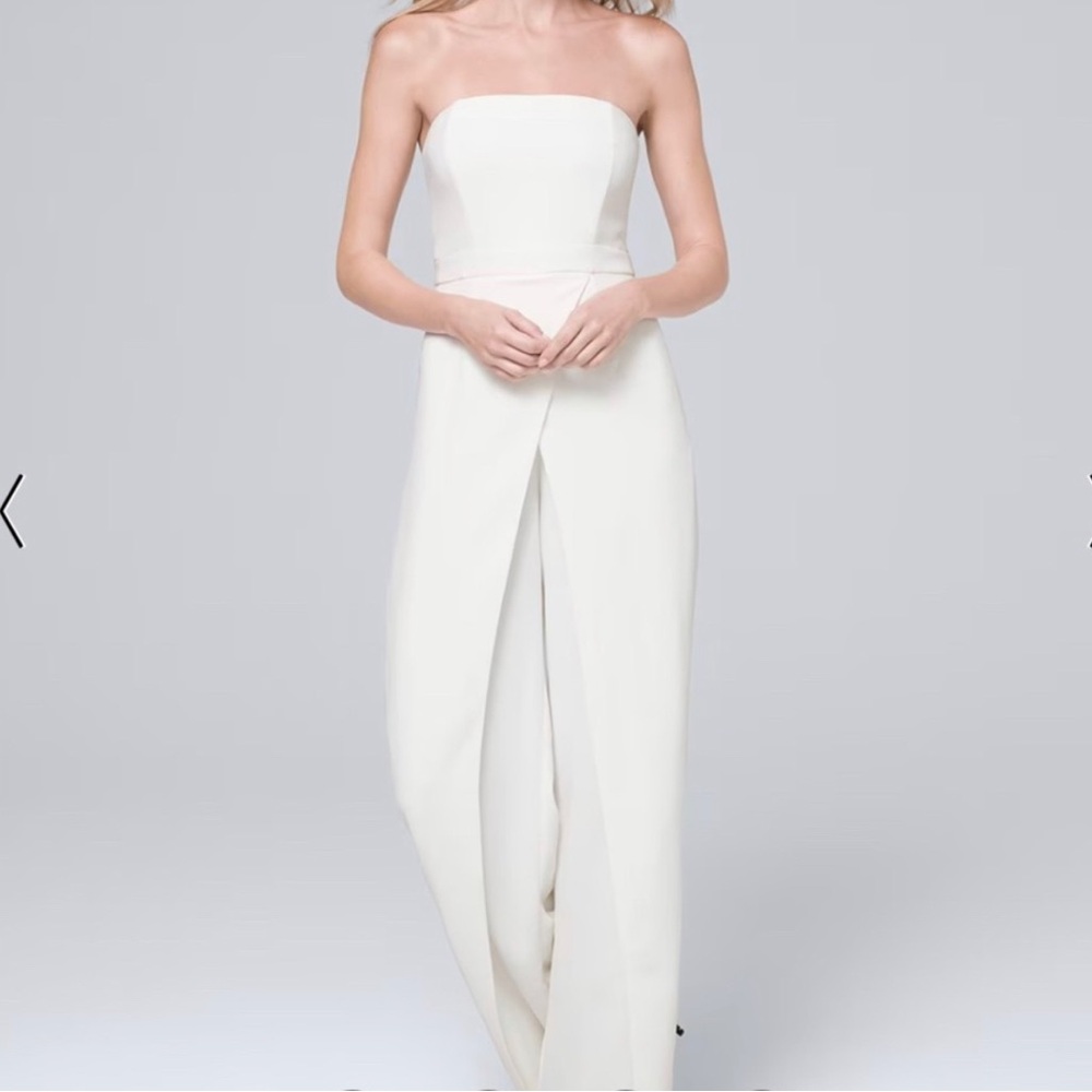 White House Black Market Strapless White Jumpsuit